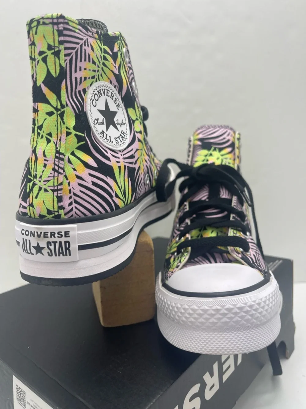 Converse WMNS CTAS EVA Lift Hi A01201C Blk/Pink Foam/Lime Rave Platform Sneakers